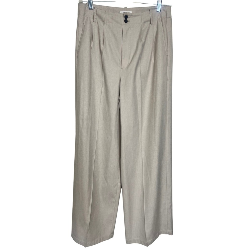 Madewell Harlow Wide-Leg Pants Deep Beige Pleated Trousers 8T NT249 Tall